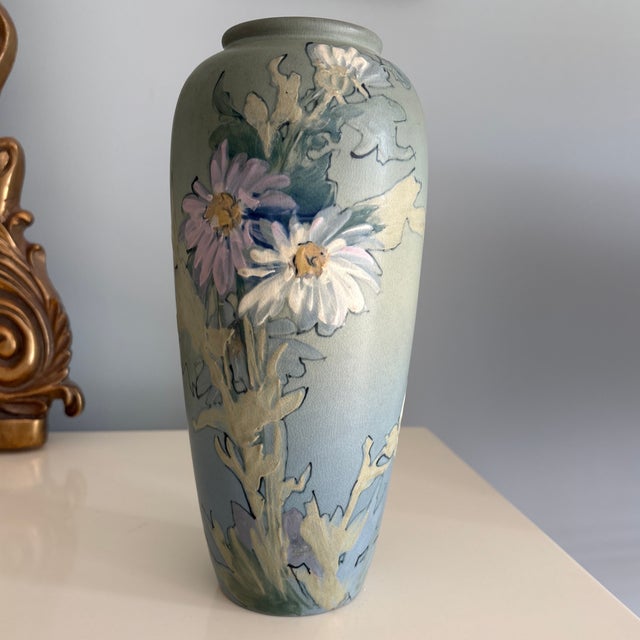 Stunning Weller vase from the 1920's by Hester Pillsbury. beautiful shades of green, blue, lavender, gold and cream create...