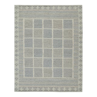Rug & Kilim’s Scandinavian Style Kilim in Blue & Gray Geometric Patterns For Sale