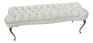 Rococo Tufted Bench with brass Legs