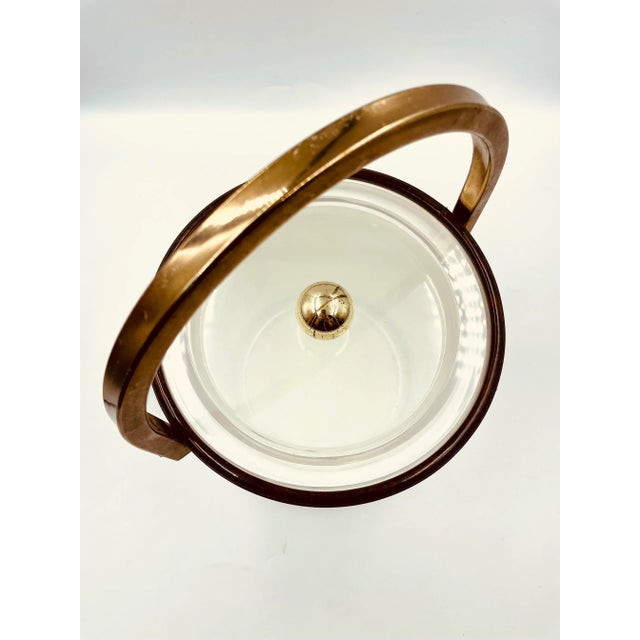 Mid 20th Century Vintage Georges Briard "Wood Grain" Pattern Ice Bucket For Sale - Image 5 of 11