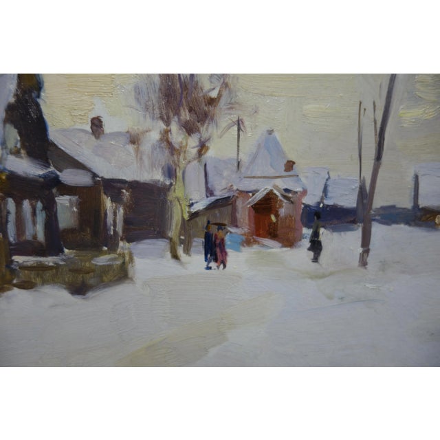 Contemporary Boris Lavrenko, Village in the Snow, 1974 For Sale - Image 3 of 6