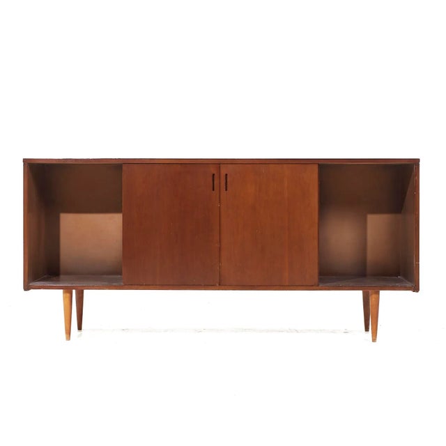 Wood Founders Style Mid Century Walnut Credenza For Sale - Image 7 of 10