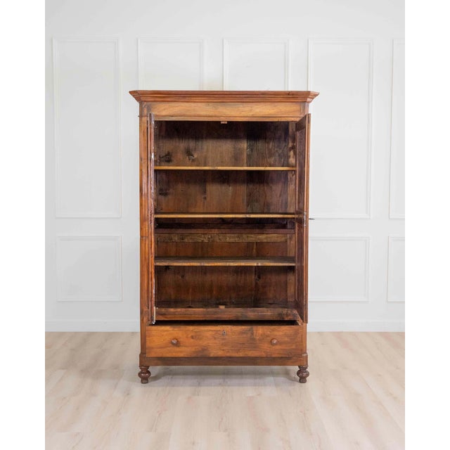 Italian 19th Century Louis Philippe Walnut Wardrobe Cabinet For Sale In Atlanta - Image 6 of 8
