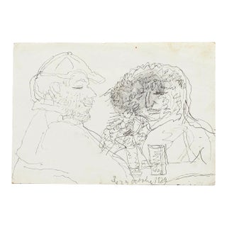 Figures - Original Pen and Pencil on Paper by Jeanne Daour - 20th Century 20th Century For Sale