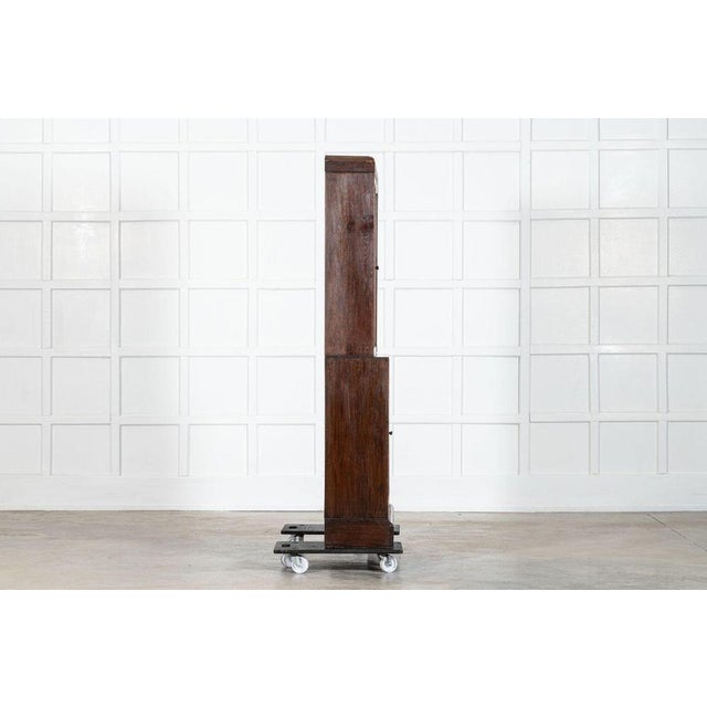 English Oak Carved Modular Glazed Bookcase, 1900s For Sale - Image 6 of 16