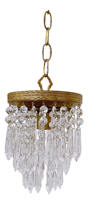 1920s Italian Brass Upside Down Layered Cake Chandelier