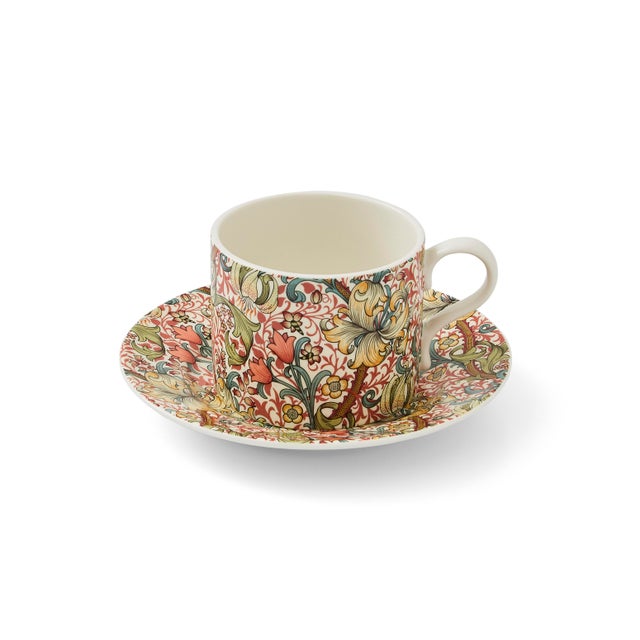 White Spode Morris & Co Teacup & Saucer, Golden Lily For Sale - Image 8 of 8