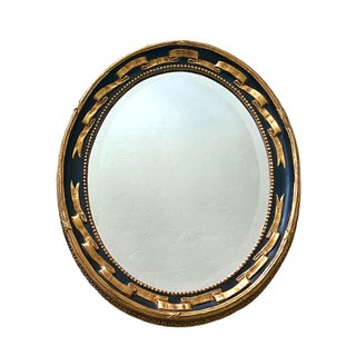 Friedman Brothers Traditional Gold & Black Regency Bevelled Oval Wall Mirror, Decorative Arts Inc For Sale