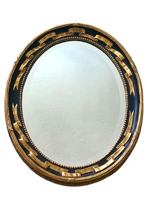 Friedman Brothers Traditional Gold & Black Regency Bevelled Oval Wall Mirror, Decorative Arts Inc