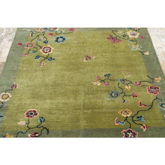 Rug & Kilim Contemporary Chinese Deco Style Square Floral Wool Rug by Rug & Kilim, India For Sale - Image 4 of 8