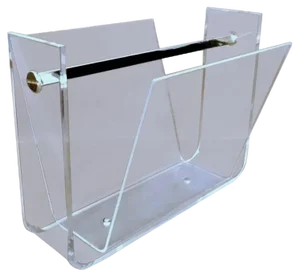 Italian Space Age Style Clear Acrylic Glass Magazine Rack, 1970s