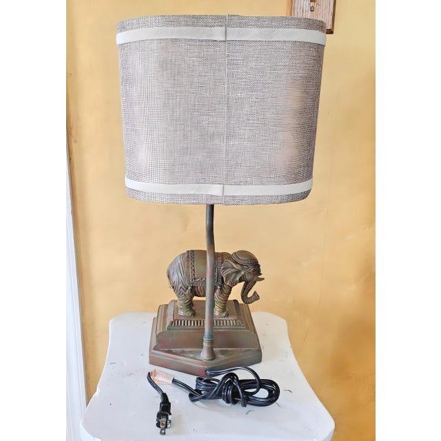 Metal Mid-Century Modern Elephant Table Lamp With Shade by Carolina Pottery For Sale - Image 7 of 12