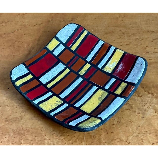 Ceramic Vintage Abstract Ceramic Tile Dish For Sale - Image 7 of 12