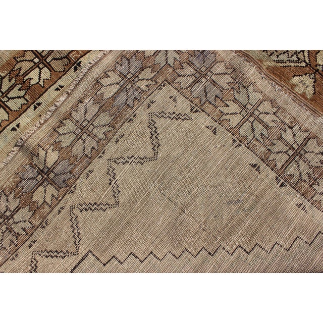 Textile Vintage Turkish Oushak Rug With Soft Beige Field and Warm Brown Medallions For Sale - Image 7 of 7