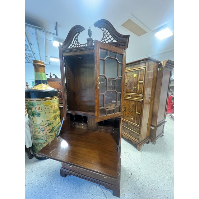 1980s 1980s Drexel Heritage Royal Court Secretary Desk With Glass Front Bookshelf For Sale - Image 5 of 12