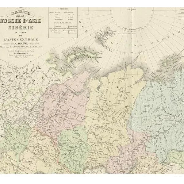 Antique Map of Siberia by Levasseur, 1875 For Sale - Image 3 of 5