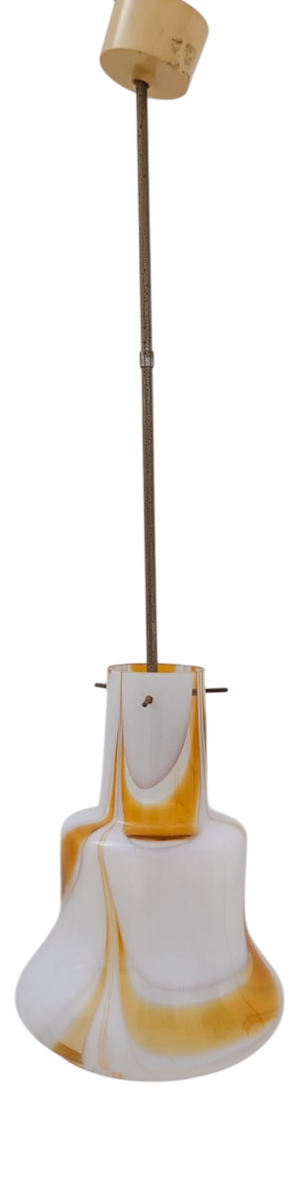 White and Yellow Murano Glass Pendant Light by Carlo Moretti for Maestri Di Murano, 1970s