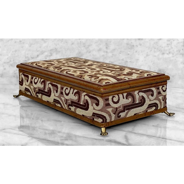 Mid-Century Modern Mid-Century Walnut Spiraled Motif Claw Foot Jewelry Dresser Storage Box For Sale - Image 3 of 11