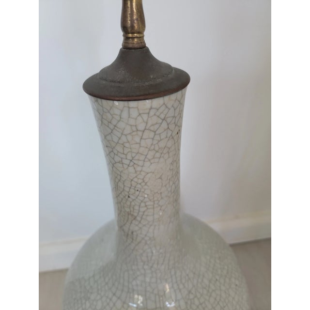Mid 20th Century Oriental Gray Crackle Lamp For Sale - Image 5 of 7
