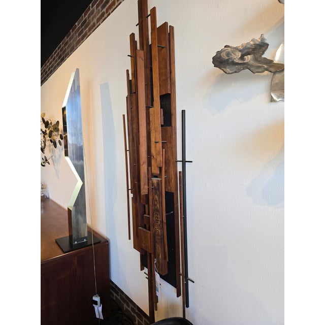 Wood 1965 Helmut Ajango 6" Wood Wall Sculpture Architectural Abstract MCM Vintage For Sale - Image 7 of 8