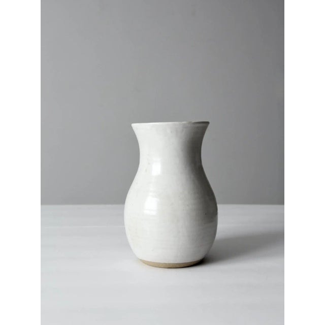 Vintage White Studio Pottery Vase For Sale - Image 4 of 10
