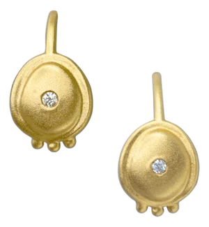 Oro 18K Gold Diamond Hook Earrings, A Pair