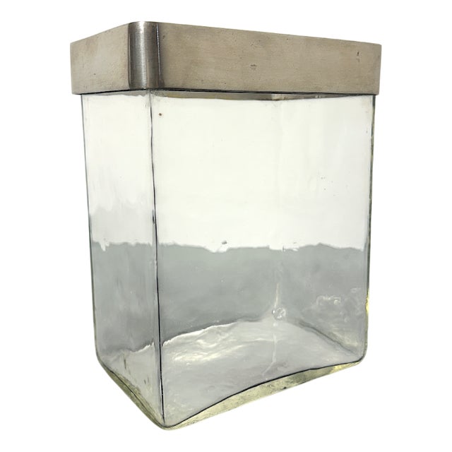 Glass and Brushed Metal Flower Vase, Italy, 1970s For Sale