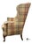 Ivory Vintage Chippendale Style Mahogany Frame Plaid Print Upholstery Wingback Chair - Pair For Sale - Image 8 of 11