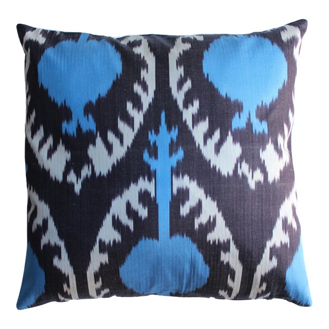 Contemporary Velvet Ikat Bohemian Throw Pillow For Sale