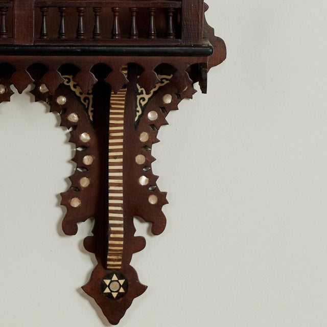 Brown Antique Moroccan Inlaid Wall Bracket or Shelf For Sale - Image 8 of 11