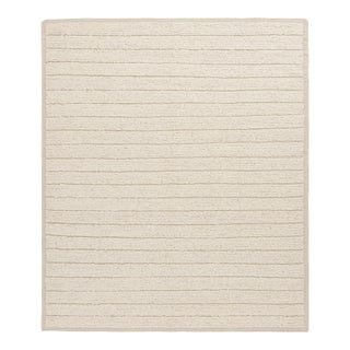 Rug & Kilim’s Textural Kilim Rug in Cream and White High-Low Stripes - 5x7 For Sale