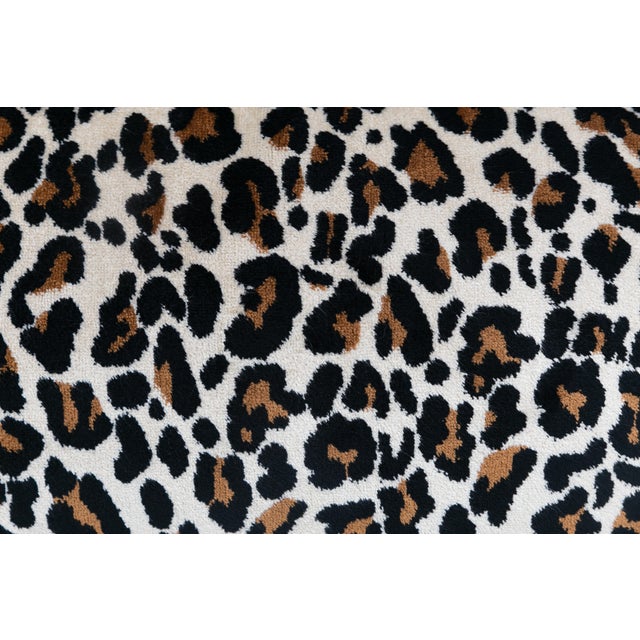 Custom high-end designer large lumbar pillow cover in leopard print cut velvet fabric. Pattern on front, solid...
