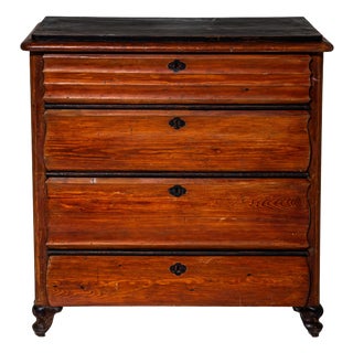 Antique Louis Philippe Commode in Red, 1800s For Sale
