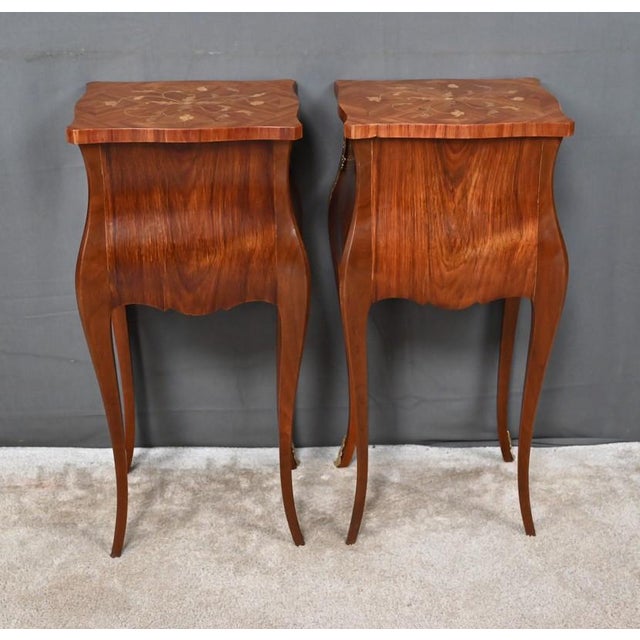 Mid-20th Century Louis XV Marquetry Bedside Tables, Set of 2 For Sale - Image 13 of 18