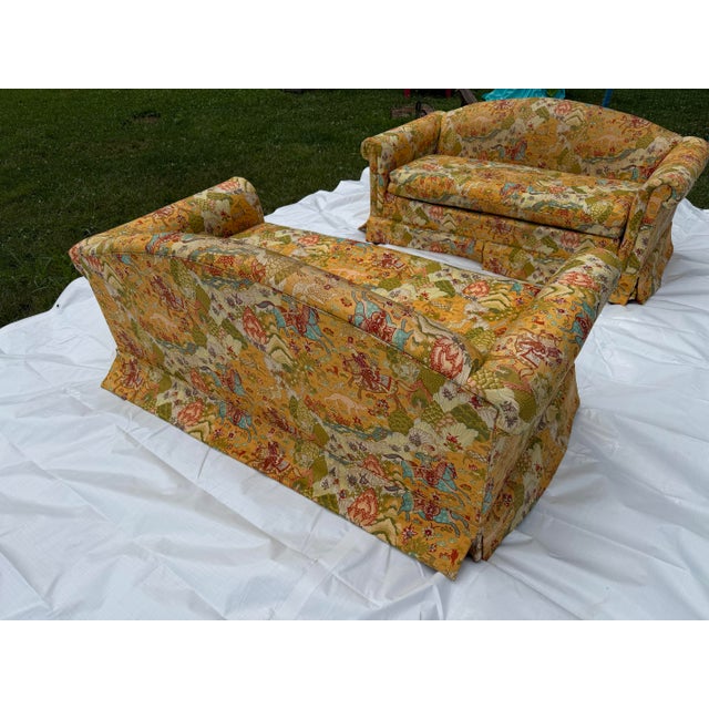 Mid-Century Chinoiserie Loveseat Sofas - A Pair For Sale - Image 6 of 16