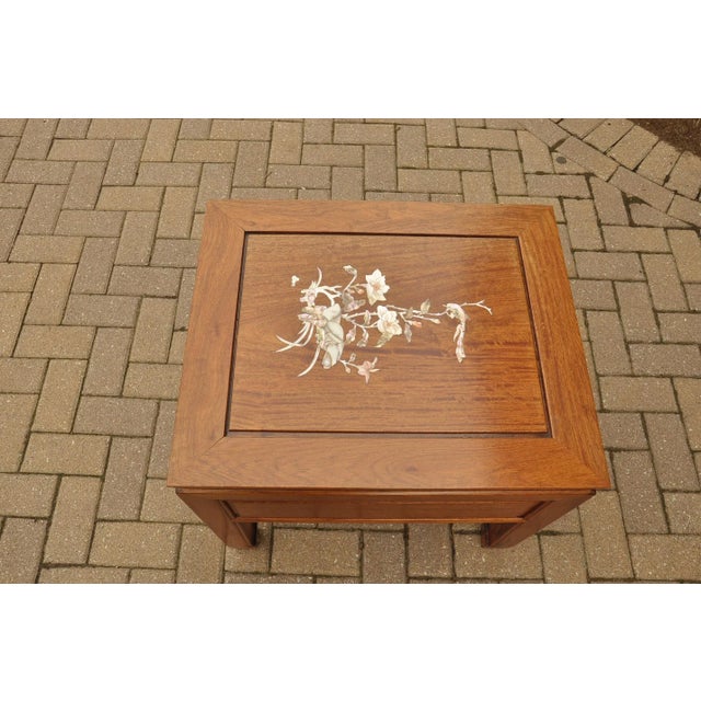 Asian Antique Vintage Side Table With Mother of Pearl Inlay For Sale - Image 3 of 6