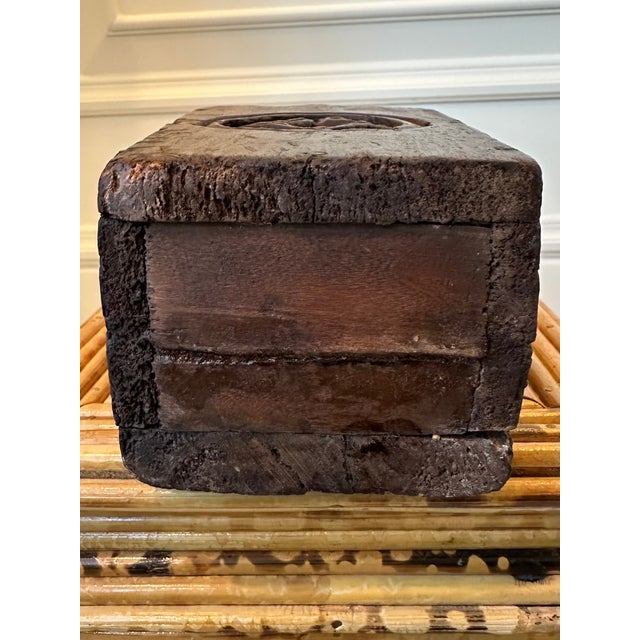 Vintage English Handcarved Rustic Wooden Candle Box For Sale - Image 12 of 14