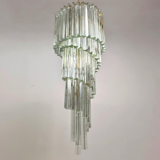 Italian Murano Glass Waterfall Chandelier from Venini, 1960s For Sale - Image 6 of 9