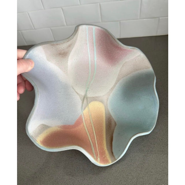 1980s Carol McFarlan Postmodern Ceramic Stoneware Centerpiece Bowl 12” Signed For Sale - Image 9 of 12