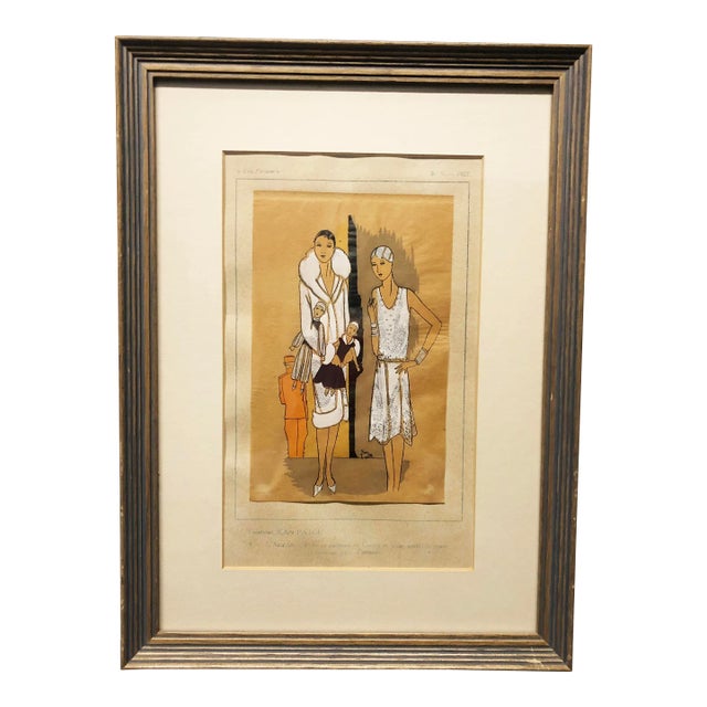 1927 "Tres Parisien" Jean Patau French Fashion Pochoir, Framed For Sale
