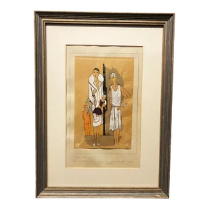 1927 "Tres Parisien" Jean Patau French Fashion Pochoir, Framed