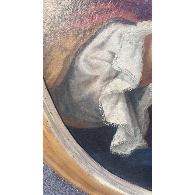 Oval Portrait of Lady with a Fan, 18th Century, Oil on Canvas, Framed For Sale - Image 4 of 17