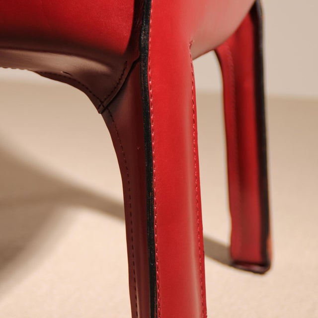Vintage Cab 414 Chair in Leather by Mario Bellini for Cassina, 1982 For Sale - Image 11 of 18