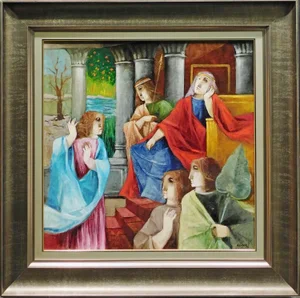 Sunol Alvar "Josef Ante Faraon"Artwork Oil Painting on Board Framed Hand Signed