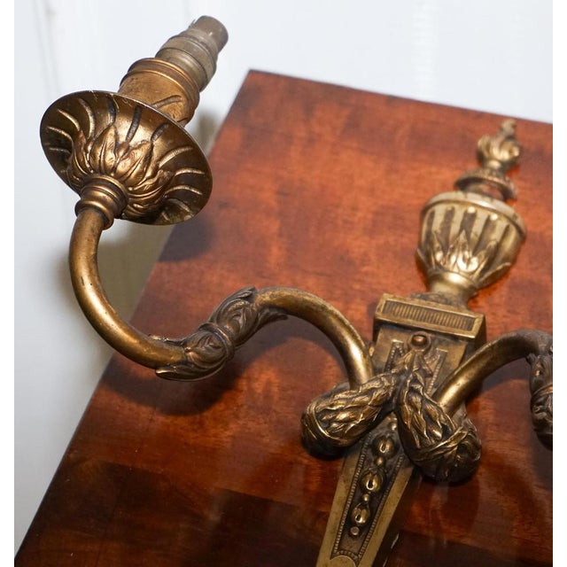 French Brass Sconces, Set of 2 For Sale - Image 10 of 13