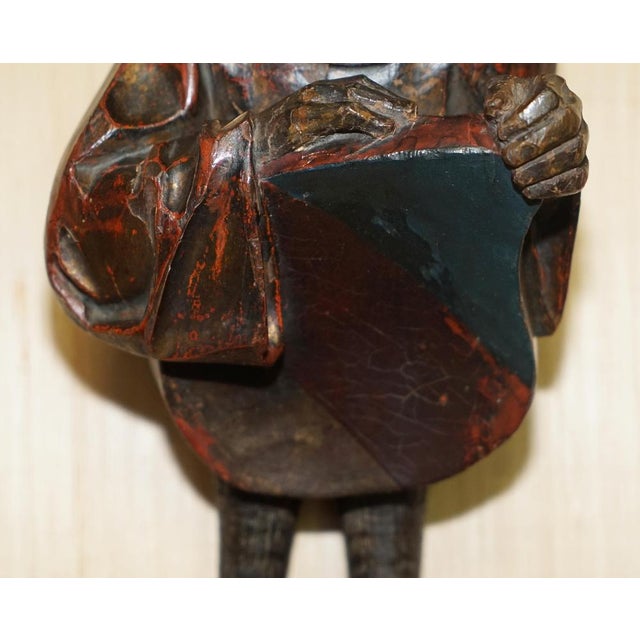 Black Antique Black Forest Hand-Carved and Painted Whip Hook, 1880 For Sale - Image 8 of 15