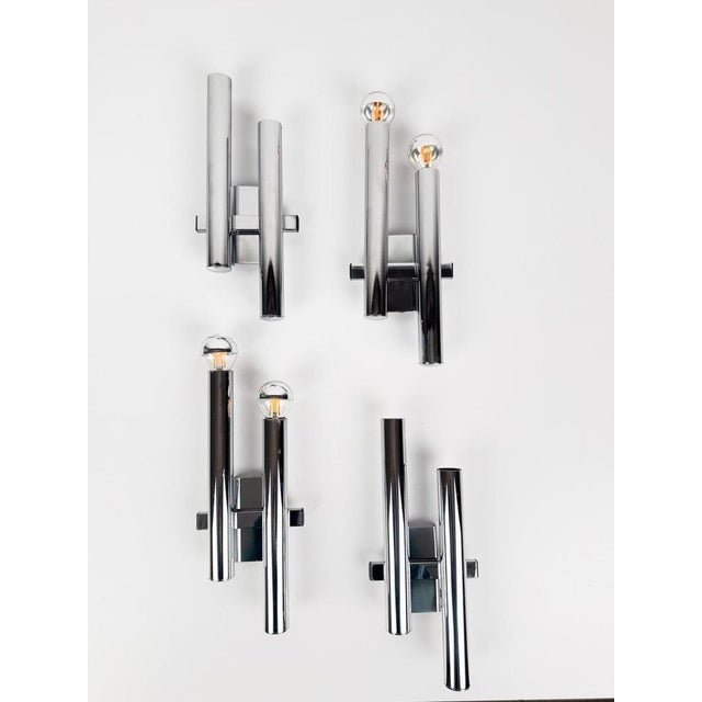 Mid-Century Italian Chrome Sconces attributed to Sciolari, 1970s, Set of 2 For Sale - Image 14 of 18
