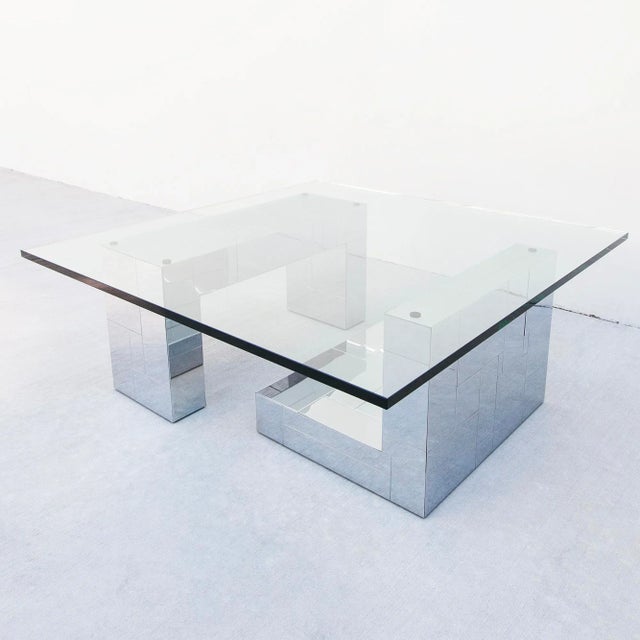 1970s Paul Evans Chrome & Glass Cityscape Patchwork Coffee Table by Directional For Sale - Image 9 of 12