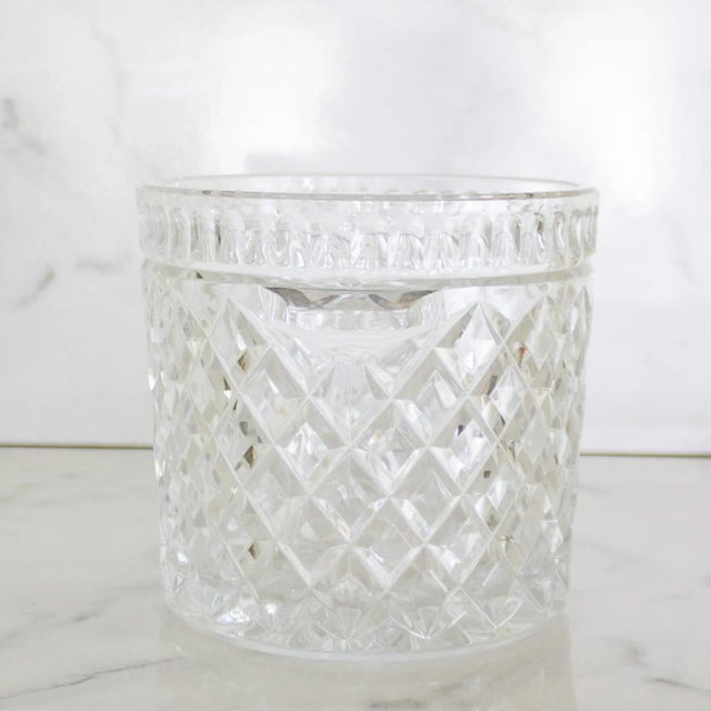 Vintage Crystal Ice Bucket With Tab Handles and Diamond Pattern For Sale - Image 12 of 15
