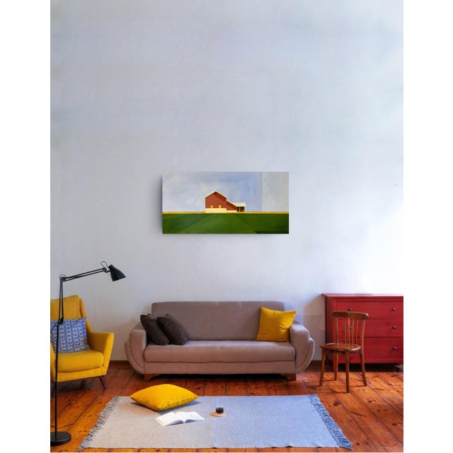 Wide Open Sky by Justin Wheatley | Acrylic on Canvas Red Barn With Green Fields For Sale - Image 11 of 11
